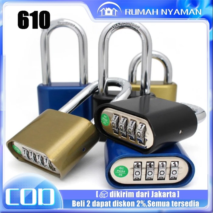 Jual Gembok Angka Kombinasi 4 Digit Kunci Gembok Nomor Angka Pin ...
